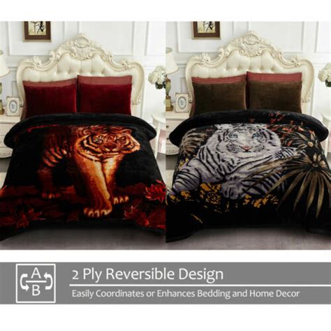 2ply Reversible Korean Mink Fleece Blanket Thick Heavy Tiger Blankets