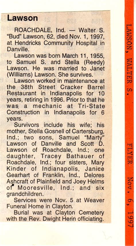 Walter S “bud” Lawson 1935 1997 Find A Grave Memorial