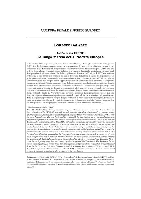 PDF Habemus EPPO La Lunga Marcia Della Procura Europea