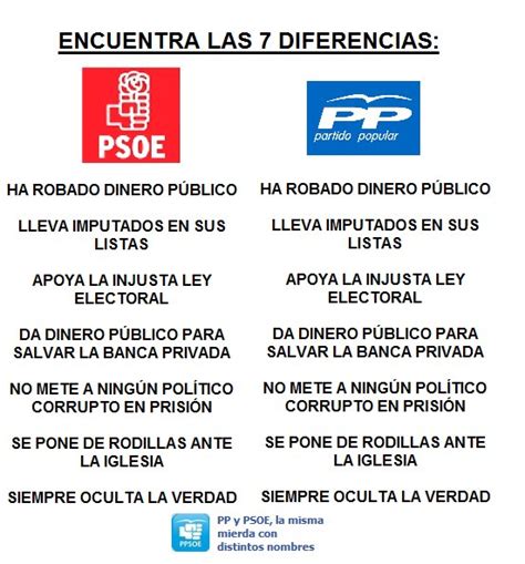 Psoe Y Pp Encuentra Las 7 Diferencias Cosas Que Pasan