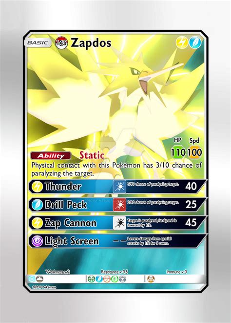 Pokemon Card - #145 Zapdos by Nova-Nebulas on DeviantArt