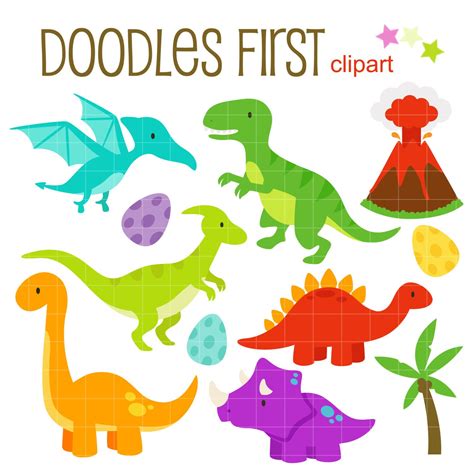 Niedliche Dinosaurier Digital Clip Art Für Scrapbooking