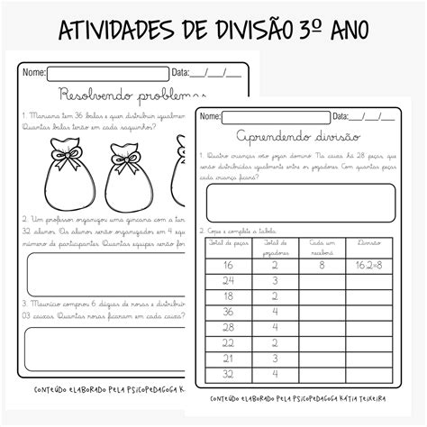 Atividades Ideia De Divisão 3 Ano