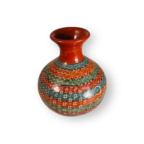 Geometric Red Flower Vase Design - Fair Trade | Nature In Hand Creations