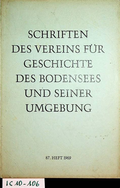 Schriften des Vereins für Geschichte des Bodensees und seiner Umgebung