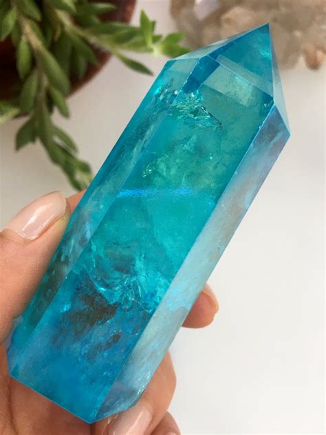 Blue Aura Quartz Point Blue Angel Aura Quartz Aqua Aura Etsy