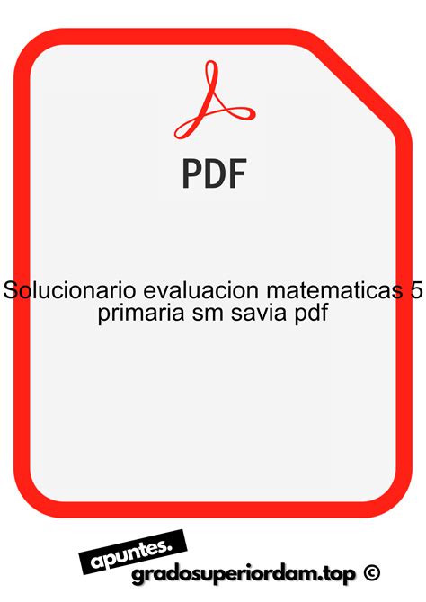 Solucionario Evaluacion Matematicas 5 Primaria Sm Savia Pdf MundoApuntes