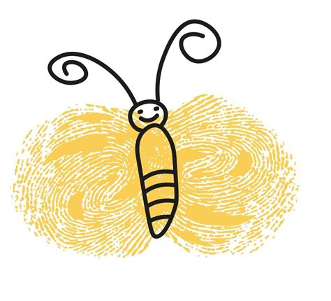 Thumbprint Drawing Of Butterfly With Antennae Vector Art At