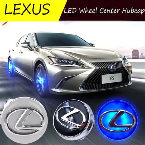 lexus led floating car wheel hub caps plug  play waterproof wheel