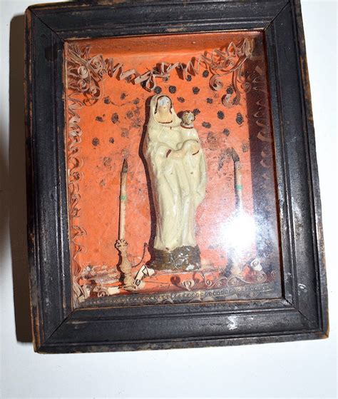 Proantic Ex Voto Reliquaire Vierge L Enfant Terre Cuite Peinte Art