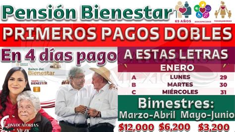 PRIMERAS LETRAS EN COBRAR EL PAGO DOBLE DE LA PENSIÓN BIENESTAR EN