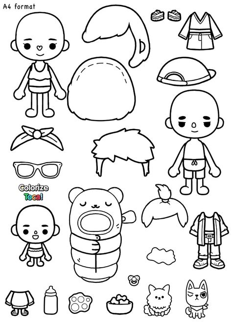 Boneca Do Toca Life World Para Imprimir Preto E Branco