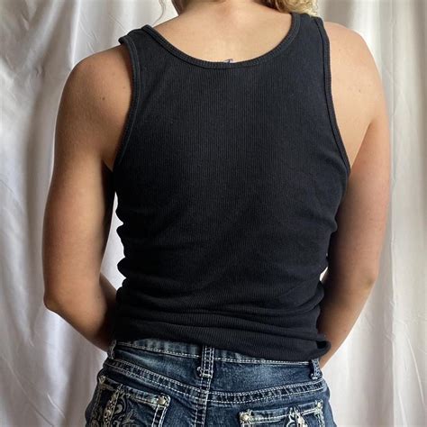 Y K Print Black And Hot Pink Ribbed Tank Top Depop