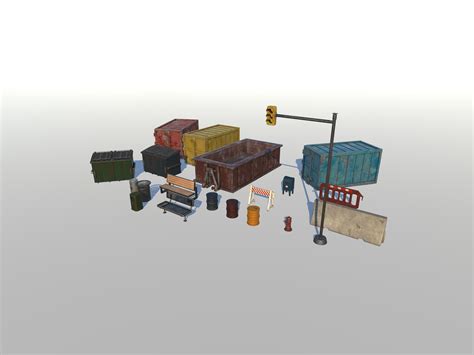 City Props Bundle Game Ready Free Vr Ar Low Poly 3d Model Cgtrader