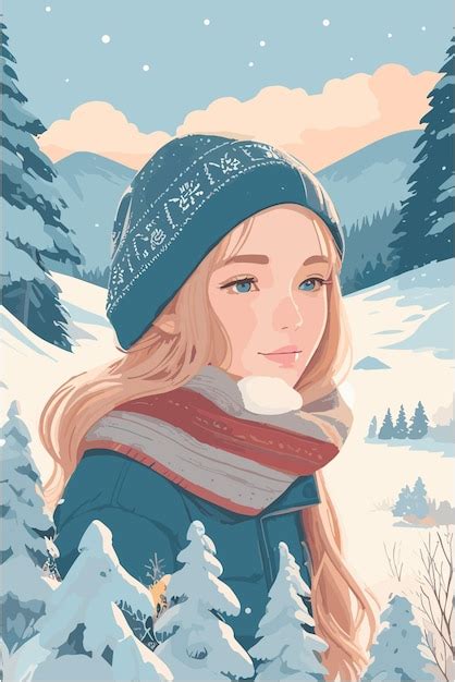 Premium Vector Swedish Woman With Nordic Backgroun In Flat