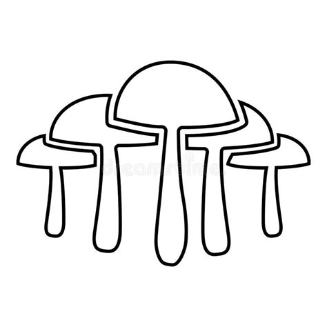 Mushrooms Icon Outline Black Color Vector Illustration Flat Style Image