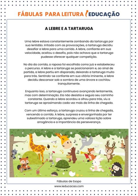 Fábulas Para Ler - Fábulas Infantis Para Imprimir