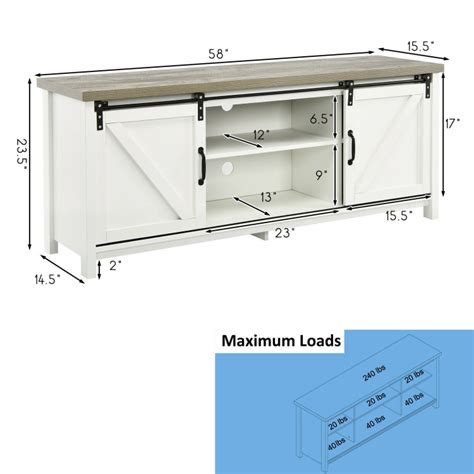 Tv Stand Media Center Console Cabinet With Sliding Barn Door Costway