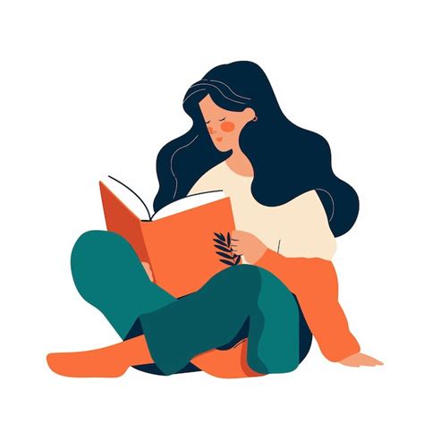 Mujer Que Lee Libros Amante De La Literatura Vector Premium