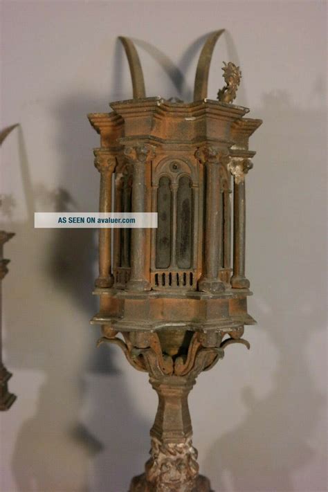 2 Antique GOTHIC Figural NUDE GARGOYLE STATUE Old CATHEDRAL GLASS Wall SCONCES Chandeliers