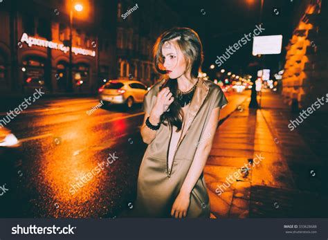 Sexy Gorgeous Brunette Girl Portrait Night Stock Photo Shutterstock