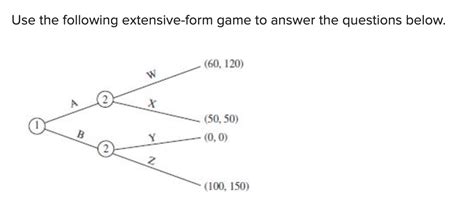 Solved Use The Following Extensive Form Game To Answer The Chegg