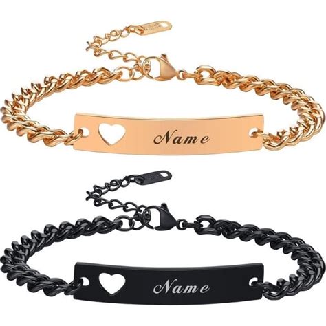 2 Pièces Personnalisé Gravure Personnaliser Couple Bracelets Soeur