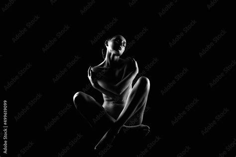 Beautiful Naked Body Girl Black And White Portrait Stock Photo Adobe Stock