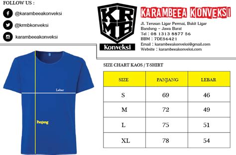 Size Chart Karambeea Konveksi Konveksi Kaos Bandung