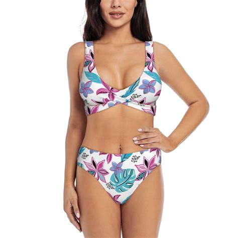 Rocae Hawaiian Style For Bikini Set For Women Two Piece Sexy High Swimsuits Split Crossover