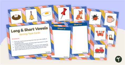 Short And Long Vowel Sounds Sorting Center Teach Starter