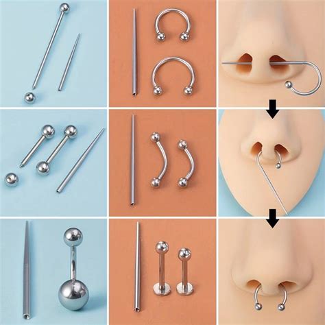 Mens Body Piercing Kit Assistant Tool Surgical Steel Taper Insertion