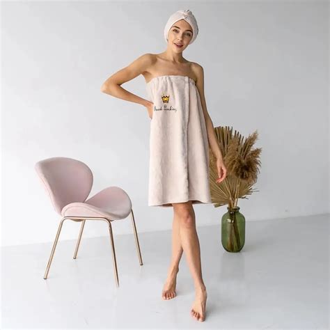 Женское полотенце-халат на кнопках для сауны велюр махра, набор ...