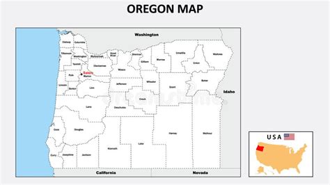 Oregon Map Politieke Kaart Van Regio S Met Grenzen In Witte Kleur