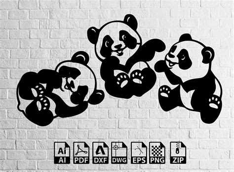 Panda decor vector dxf ai pdf and svg for cutting | Etsy