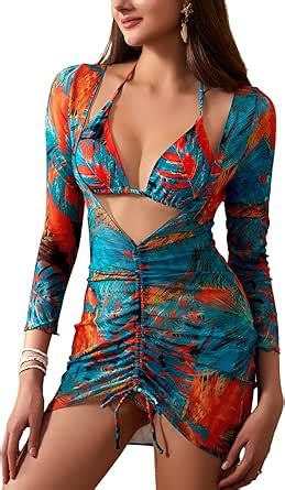 Amazon Oyoangle Women S Piece Swimsuit Floral Print Halter Bikini Set Bathing Suit With