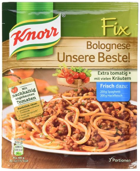 Knorr Fix Bolognese Unsere Beste 3 Portionen 12 X 42g Amazon De