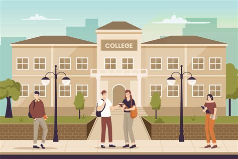 Flat design of college students in university. 14199146 Vector Art at ... 