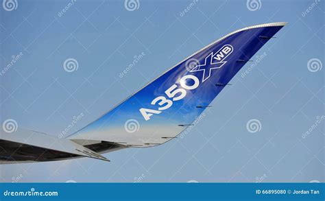 Raked Winglet Of The Airbus A350 900 Xwb At Singapore Airshow Editorial