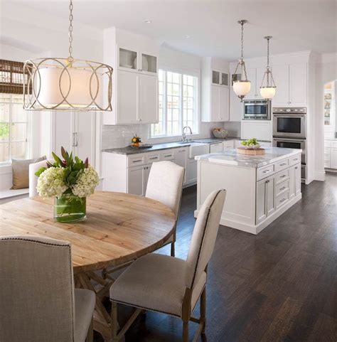 Floor To Ceiling White Cabinet Granite Countertop Wooden Rounded Dining