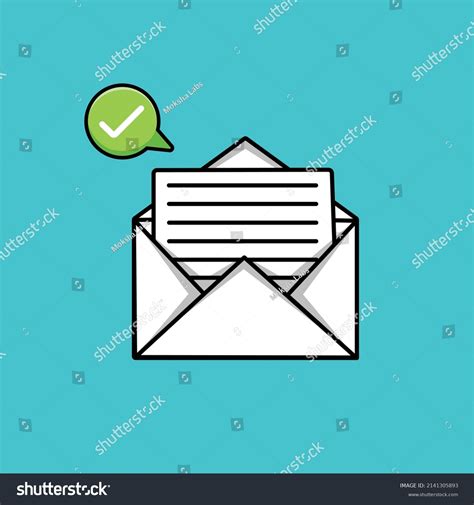 Mail Sent Successfully Checklist Cartoon Vector เวกเตอร์สต็อก ปลอดค่า