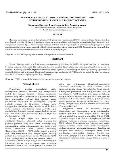 PEMANFAATAN PLANT GROWTH PROMOTING RHIZOBACTERIA UNTUK BIOSTIMULANTS