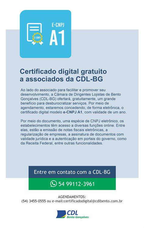 CDL BG concederá certificado digital gratuito a associados CDL Bento