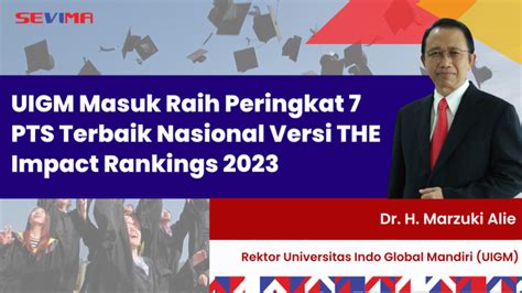 UIGM Masuk Raih Peringkat 7 PTS Terbaik Nasional Versi THE Impact