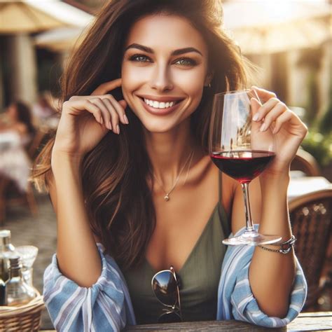 Premium Photo A Woman Is Holding A Glass Of Red Wine