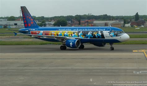 Brussels Airlines Airbus A320 Aerosmurf Arriving At Brussels Airport