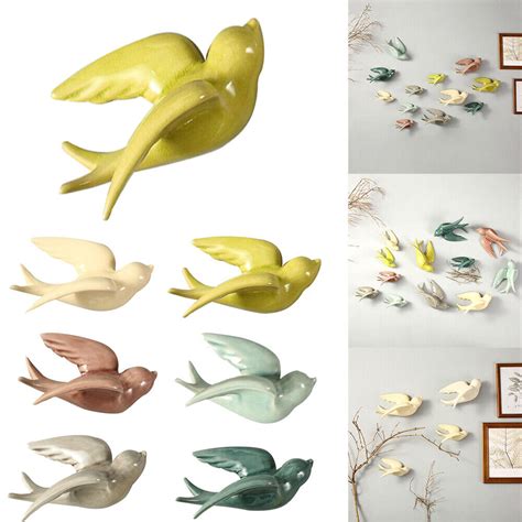 Pcs Ceramic Wall Hanging Birds Simulation Swallows Decor Flying Bird