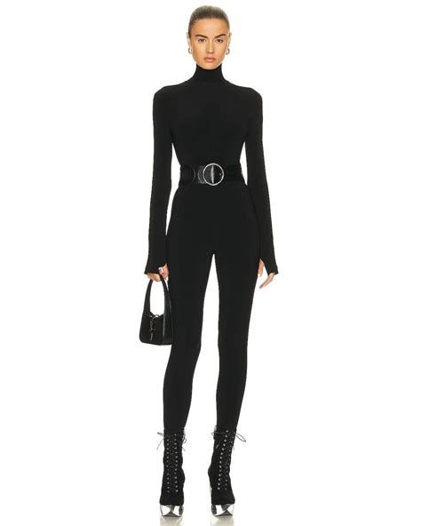 Norma Kamali Long Sleeve Turtleneck Catsuit With Footie In Black Lyst