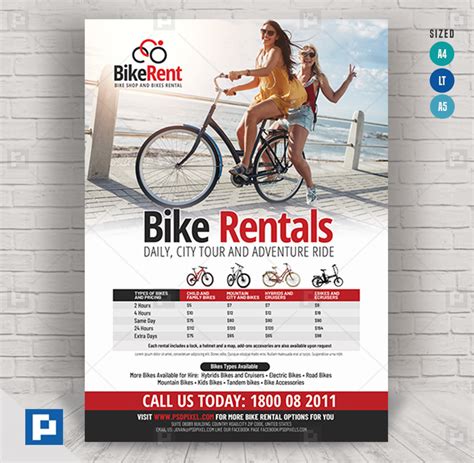 Bike Rental Company Flyer Psdpixel