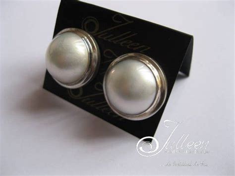 Classical White Mabe And Hallmarked Sterling Silver Earring With